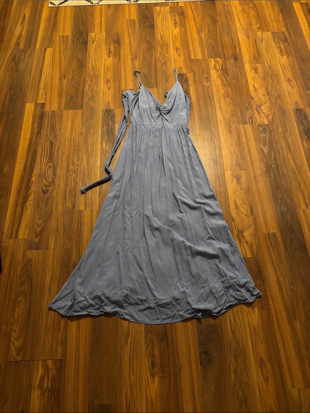 Light Blue Sleeveless Maxi Dress with Wrap Bodice